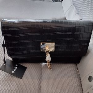DKNY chain black Cleo Clutch NWT